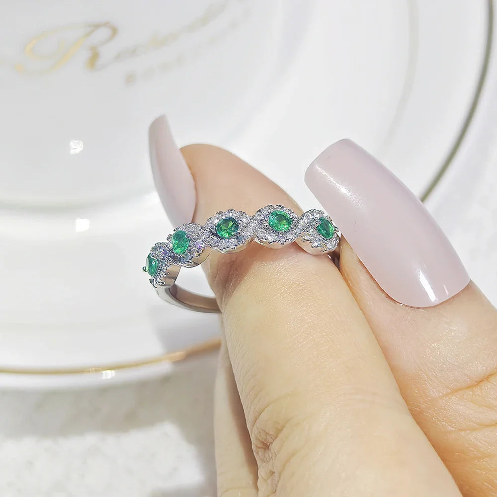 MyClosetAid Emerald & Diamond Ring Eternity Band