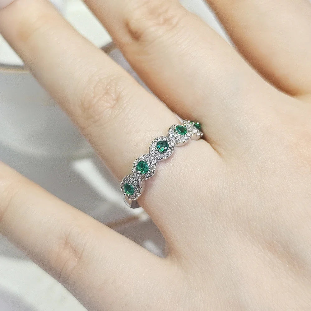 MyClosetAid Emerald & Diamond Ring Eternity Band