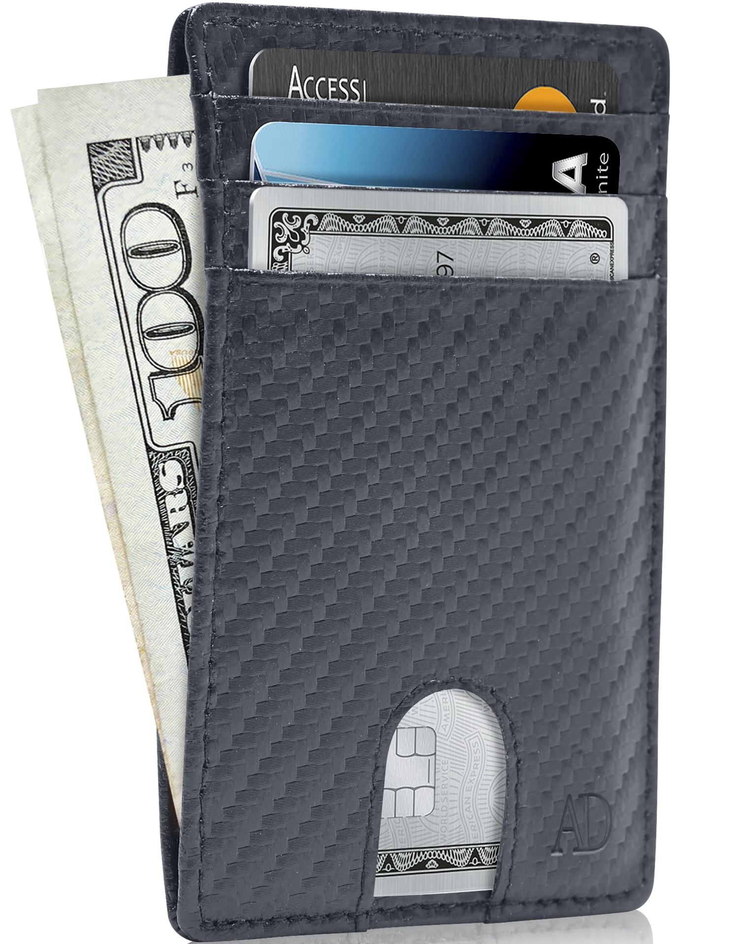 Genuine Leather Slim Card Holder – RFID Blocking, Thumb-Hole Access
