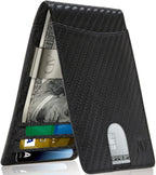 Genuine Leather Slim Money Clip Wallet – 7 Card Slots, RFID Blocking