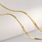 Herringbone Snake Chain Necklace - Flat Statement Choker Jewelry