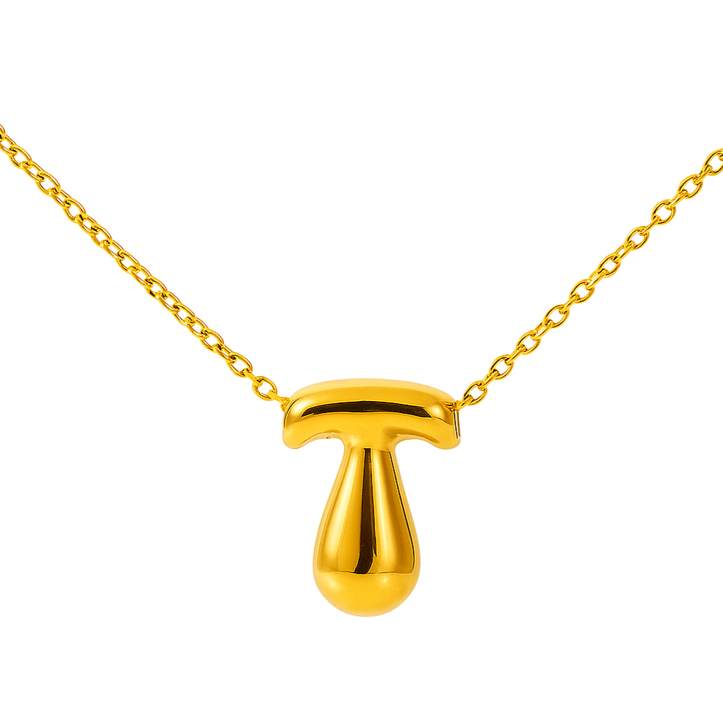 Initial Bubble Letter Necklace