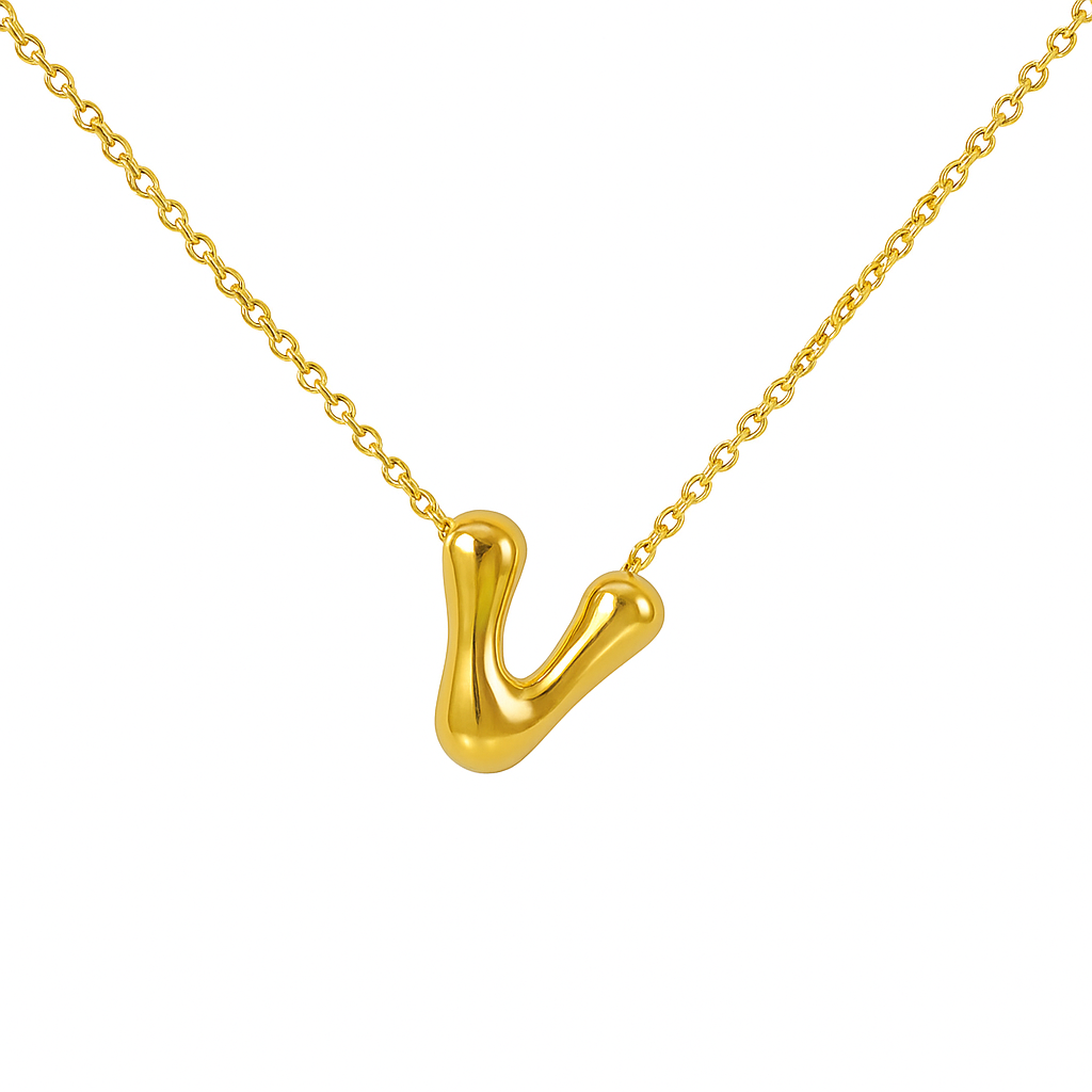 Initial Bubble Letter Necklace