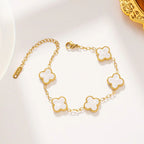 White Four Leaf Clover Bracelet - Lucky Charm Jewelry