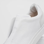 65-225-WHT SPETTACOLARE Italian Pebble Grain Calfskin Sneakers White