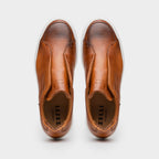 65-225-CGN SPETTACOLARE Italian Pebble Grain Calfskin Sneakers Cognac