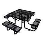 Large 46-Inch Stylish Square Steel Picnic Table W/ Thermoplastic Coating & Umbrella Hole (SAK90547)