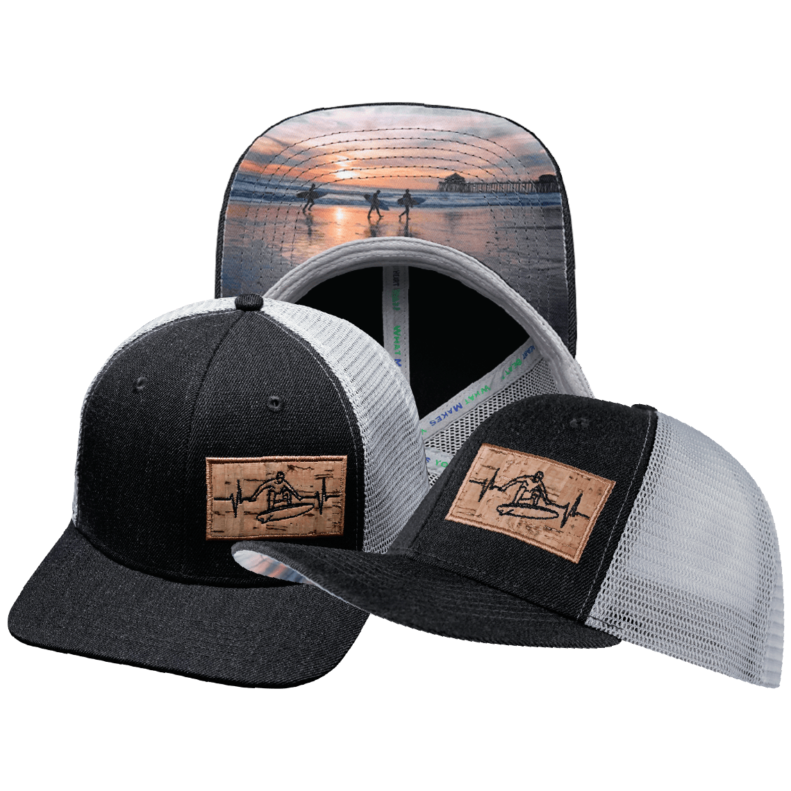 Surf Hat - Baseball Hat Fit - Charcoal / Gray - Trucker Mesh