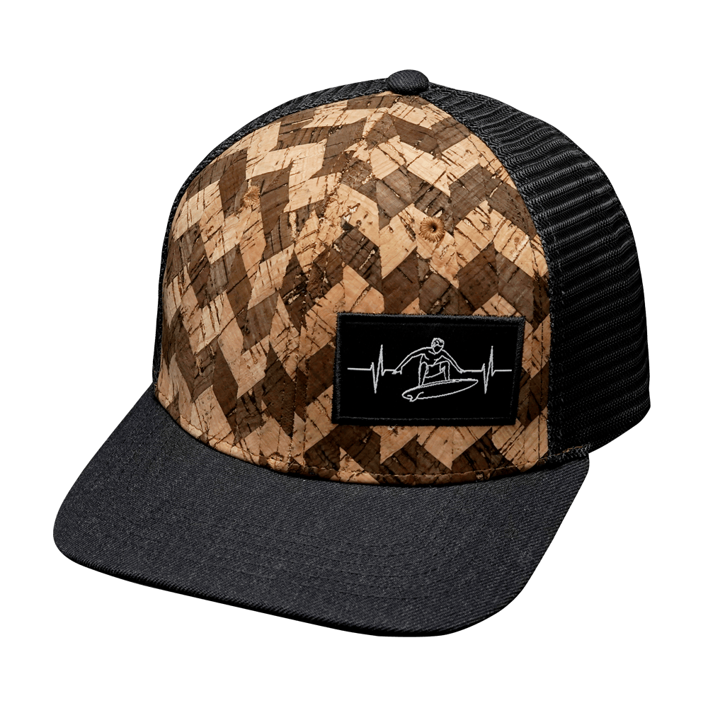 Surf Hat - Baseball Hat Fit - Cork - Charcoal Gray - Trucker Mesh