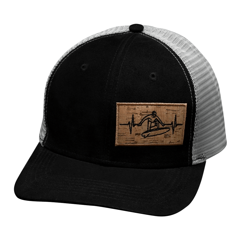 Surf Hat - Baseball Hat Fit - Suede - Black / Gray - Trucker Mesh