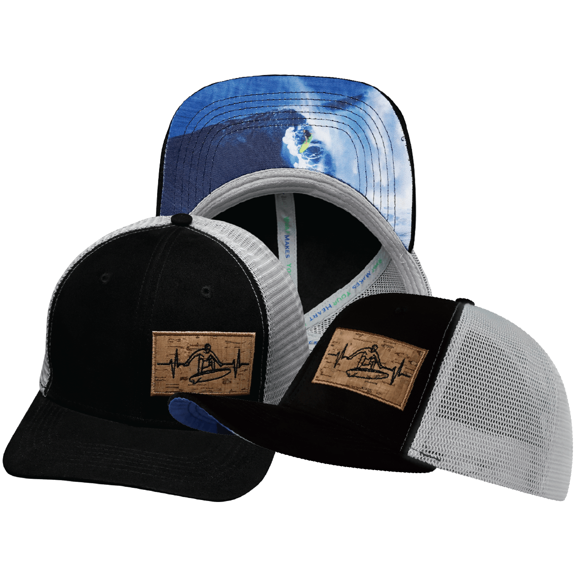 Surf Hat - Baseball Hat Fit - Suede - Black / Gray - Trucker Mesh