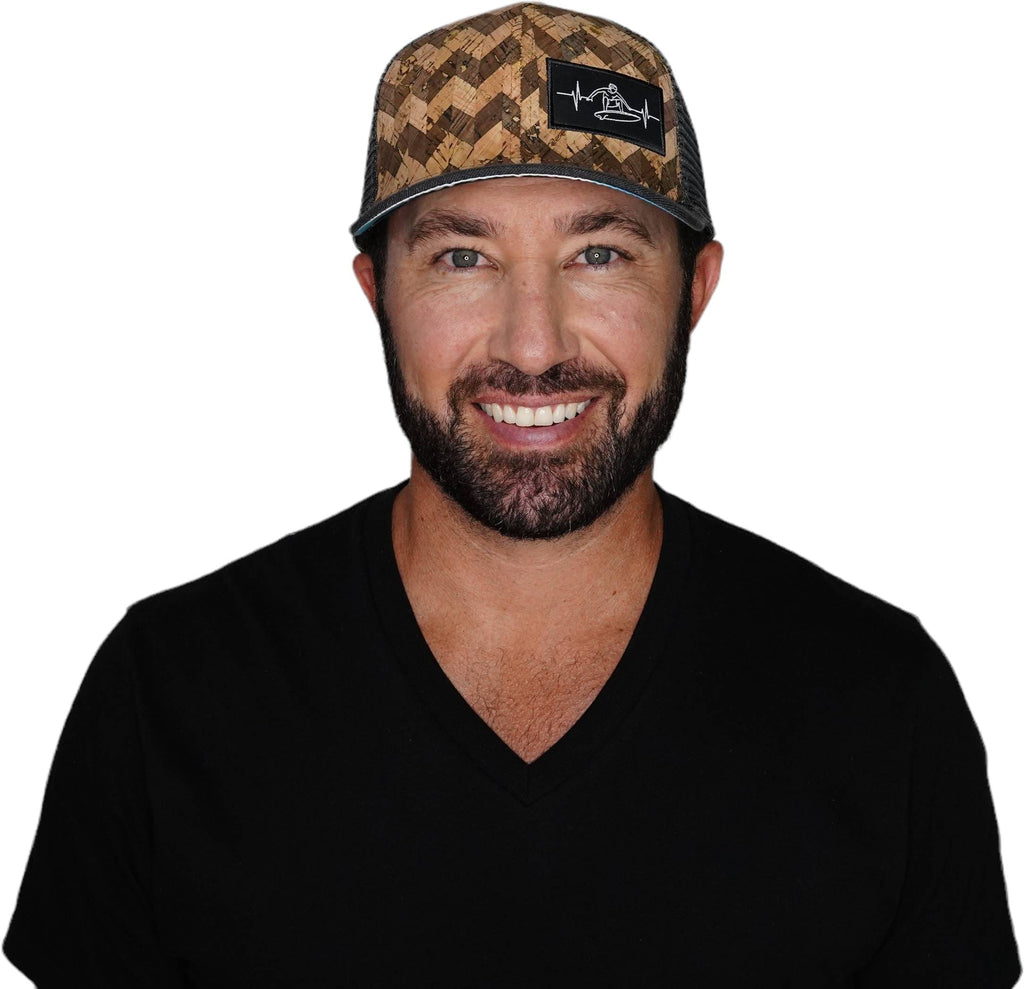 Surf Hat - Baseball Hat Fit - Cork - Charcoal Gray - Trucker Mesh