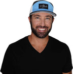 Surf Hat - Flat Bill - Corduroy - Charcoal Gray / Light Blue / White - Jersey Mesh
