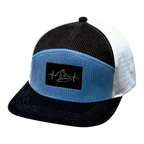 Surf Hat - Flat Bill - Corduroy - Charcoal Gray / Light Blue / White - Jersey Mesh