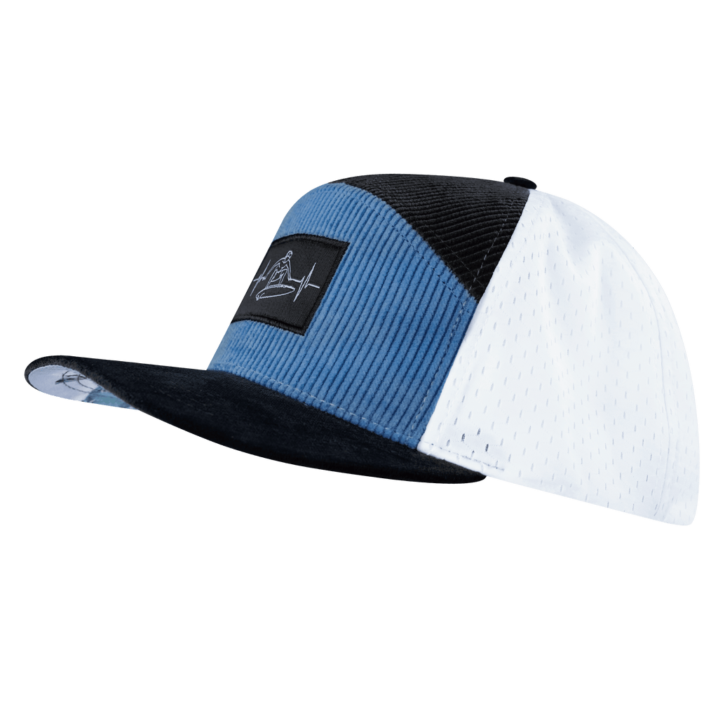 Surf Hat - Flat Bill - Corduroy - Charcoal Gray / Light Blue / White - Jersey Mesh