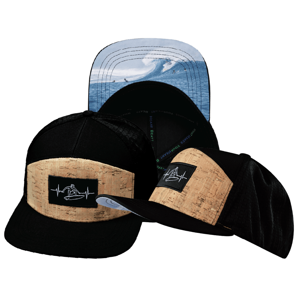 Surf Hat - Flat Bill - Cork - Black - Laser Mesh
