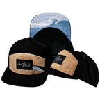 Surf Hat - Flat Bill - Cork - Black - Laser Mesh