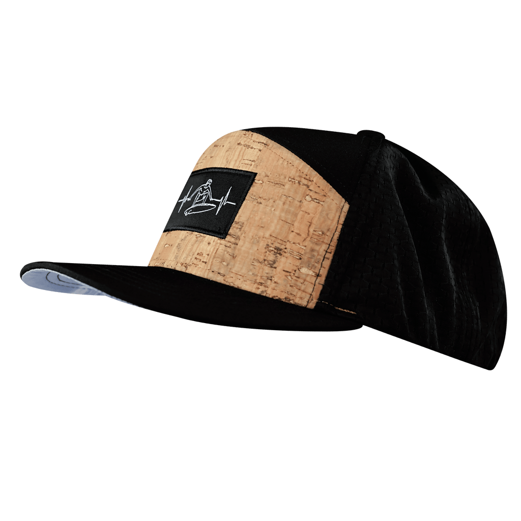 Surf Hat - Flat Bill - Cork - Black - Laser Mesh