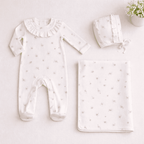 SYRINE  | Girls Ivory Cotton Ditzy Rose Print Babysuit Set