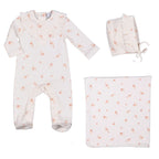 SYRINE  | Girls Ivory Cotton Ditzy Rose Print Babysuit Set