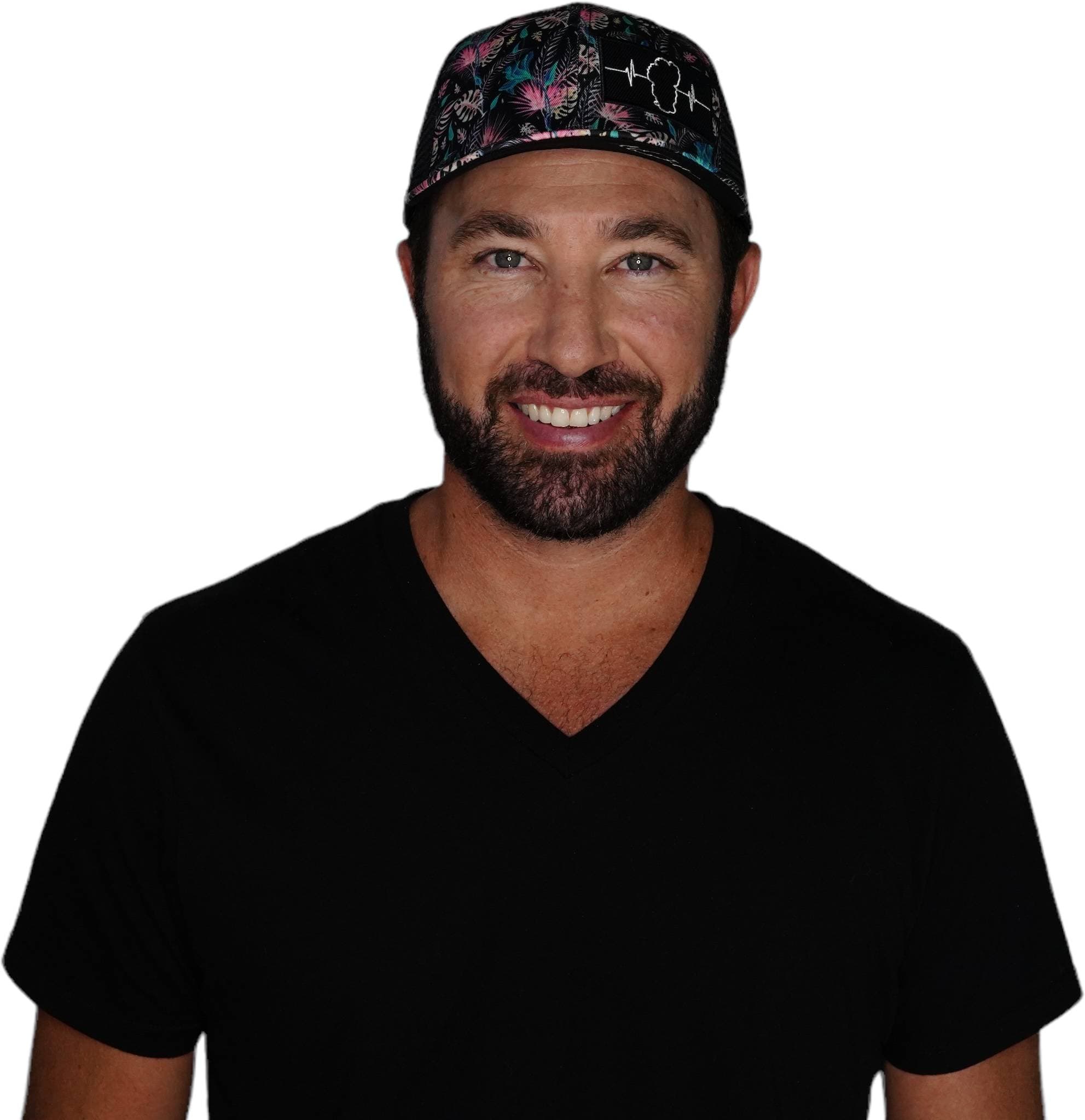 Tahoe Hat - Baseball Hat Fit - Black Floral - Black - Trucker Mesh