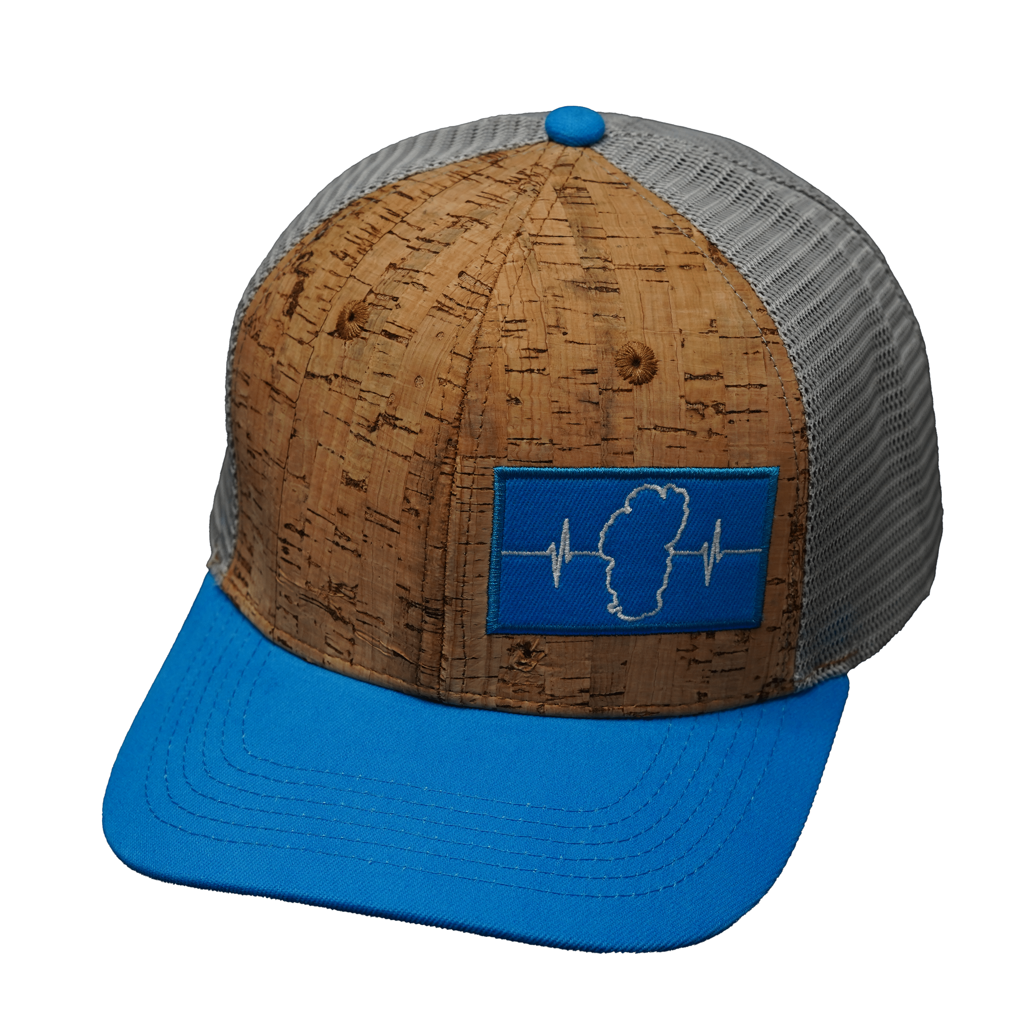 Tahoe Hat - Baseball Hat Fit - Cork - Teal / Gray - Trucker Mesh