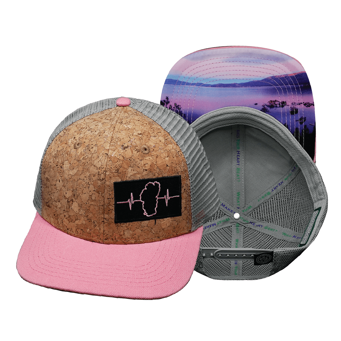Tahoe Hat - Baseball Hat Fit - Cork - Pink / Gray - Trucker Mesh