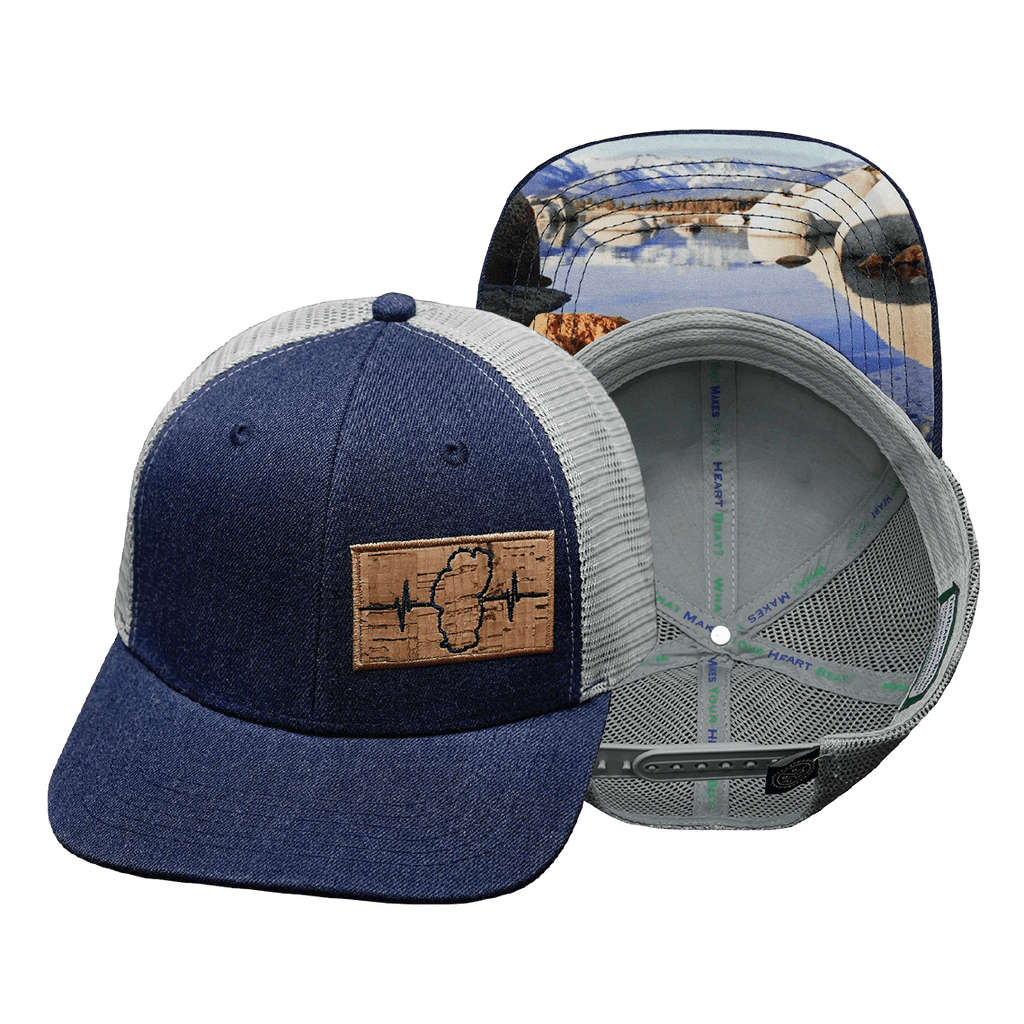 Tahoe Hat - Baseball Hat Fit - Heather Navy / Gray - Trucker Mesh