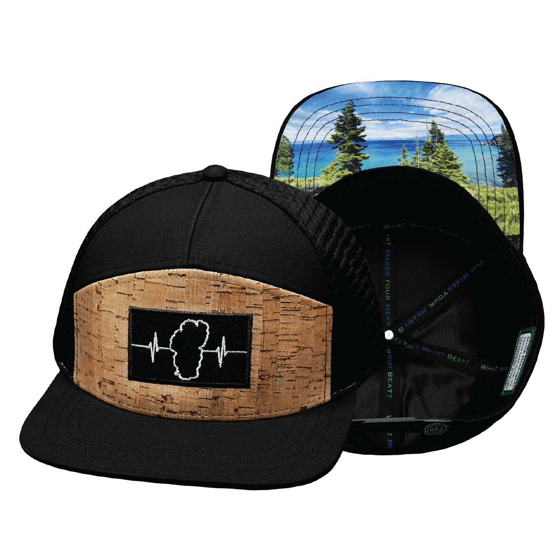 Tahoe Hat - Flat Bill - Cork - Black - Jersey Mesh
