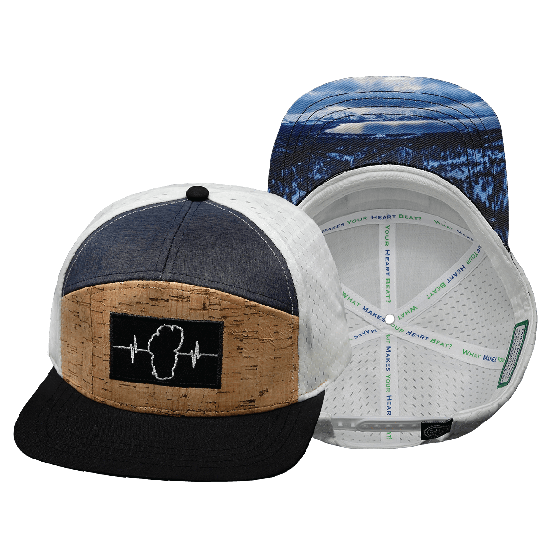 Tahoe Hat - Flat Bill - Cork - Black / Navy / White - Jersey Mesh