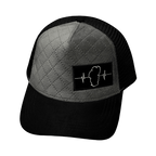Tahoe Hat - Trucker Hat - Quilted Velvet - Black / Gray - Trucker Mesh