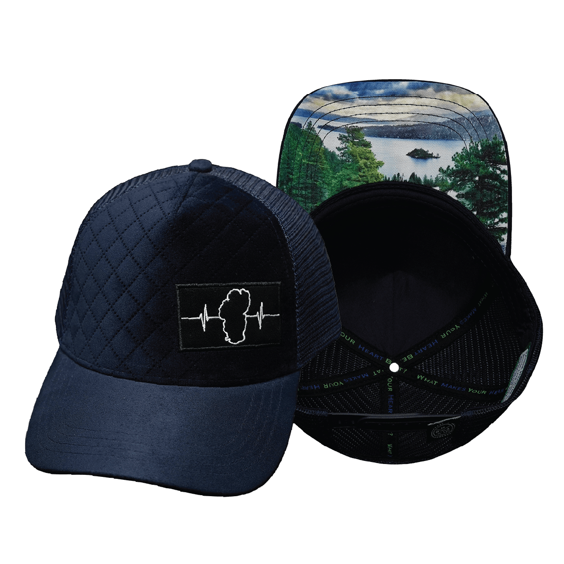 Tahoe Hat - Trucker Hat - Quilted Velvet - Navy - Trucker Mesh