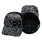 Tahoe Hat - Trucker Hat - Velvet - Silver Leopard Print - Trucker Mesh