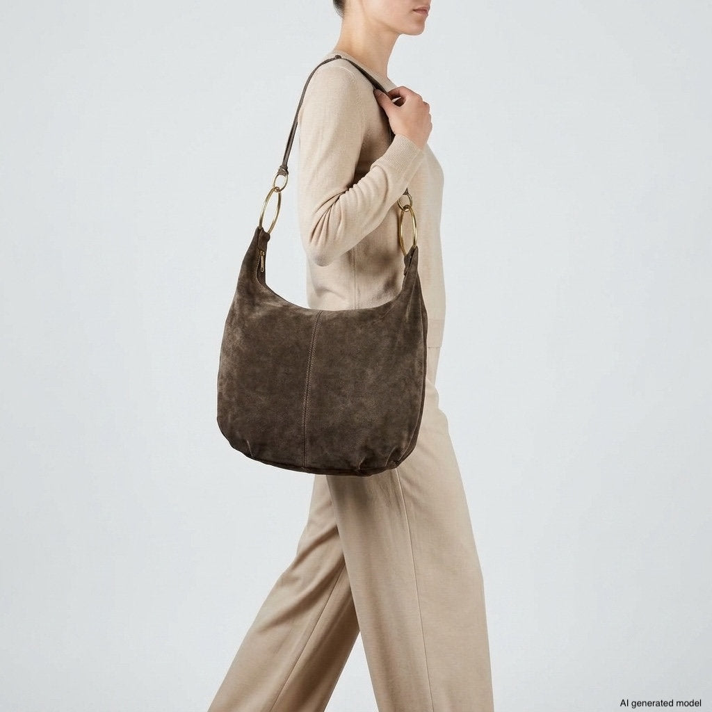 Italian Genuine Suede Hobo Bag | Belluno