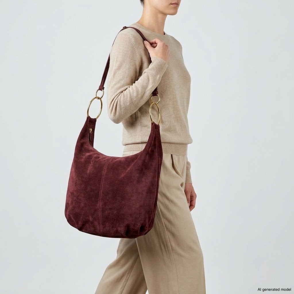 Italian Genuine Suede Hobo Bag | Belluno