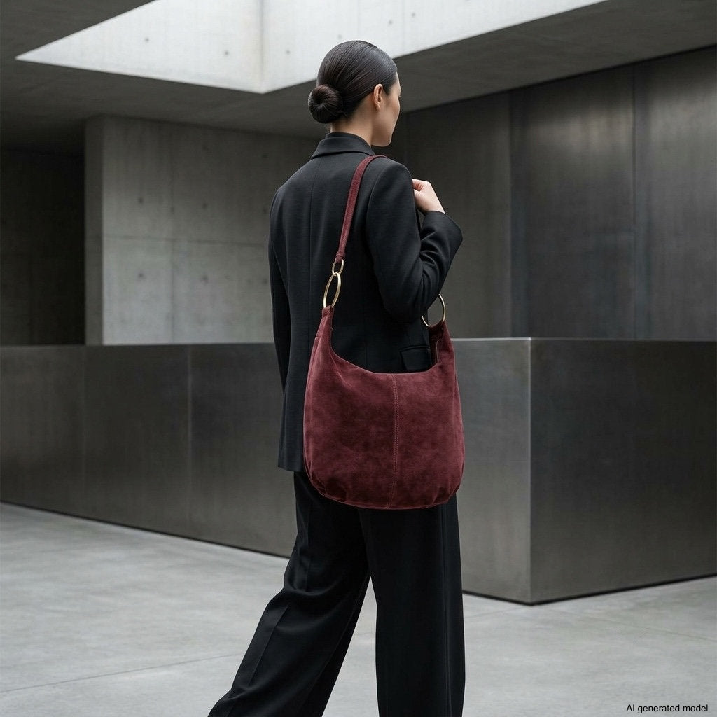 Italian Genuine Suede Hobo Bag | Belluno