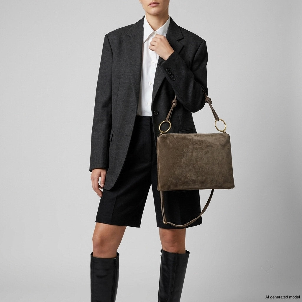 Italian Genuine Suede Shoulder Bag | Modena