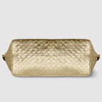 Italian Genuine Woven-Embossed Metallic Suede Top-Handle Bag | Urbino