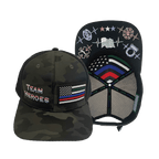 Team Heroes Hat - Baseball Hat Fit - Green Camo / Black - Trucker Mesh