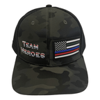 Team Heroes Hat - Baseball Hat Fit - Green Camo / Black - Trucker Mesh