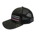Team Heroes Hat - Baseball Hat Fit - Green Camo / Black - Trucker Mesh
