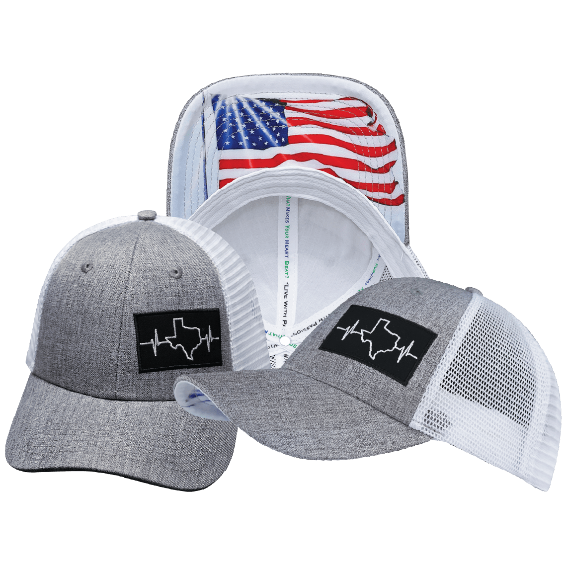 Texas Hat - Low Profile - Heather Gray / White - Trucker Mesh