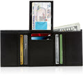 Genuine Leather Trifold Wallet – Flip-Up Dual ID Windows, RFID Blocking