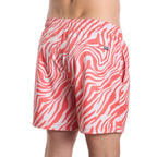 Men’s Premium Compression-Lined Hybrid Shorts – Tropical Swirl - Coral and Sand