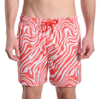 Men’s Premium Compression-Lined Hybrid Shorts – Tropical Swirl - Coral and Sand