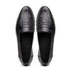 11-119-BKM (BLK) TUSCANY Crocodile Penny Loafer, Black