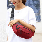 Unisex Casual Crossbody Women Waist Bag Retro Design Large Capacity Canvas Travel Adjustable Phone Bag Fanny Hip Bags Hands-Free Wallets Waist Pack