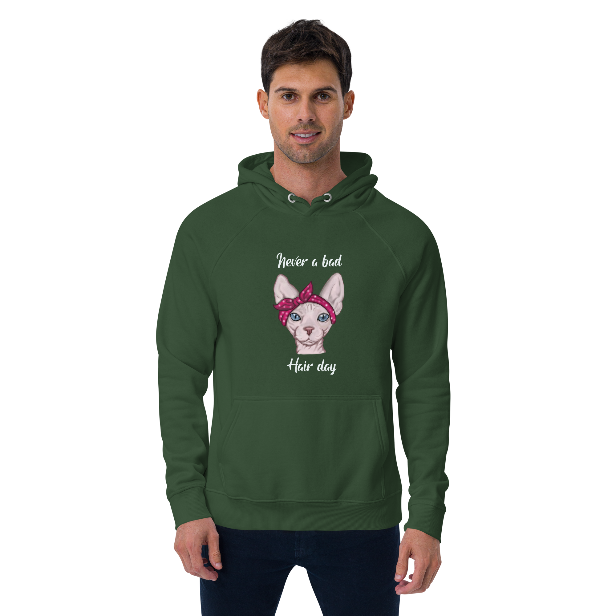 "NEVER A BAD HAIR DAY" UNISEX ECO HOODIE