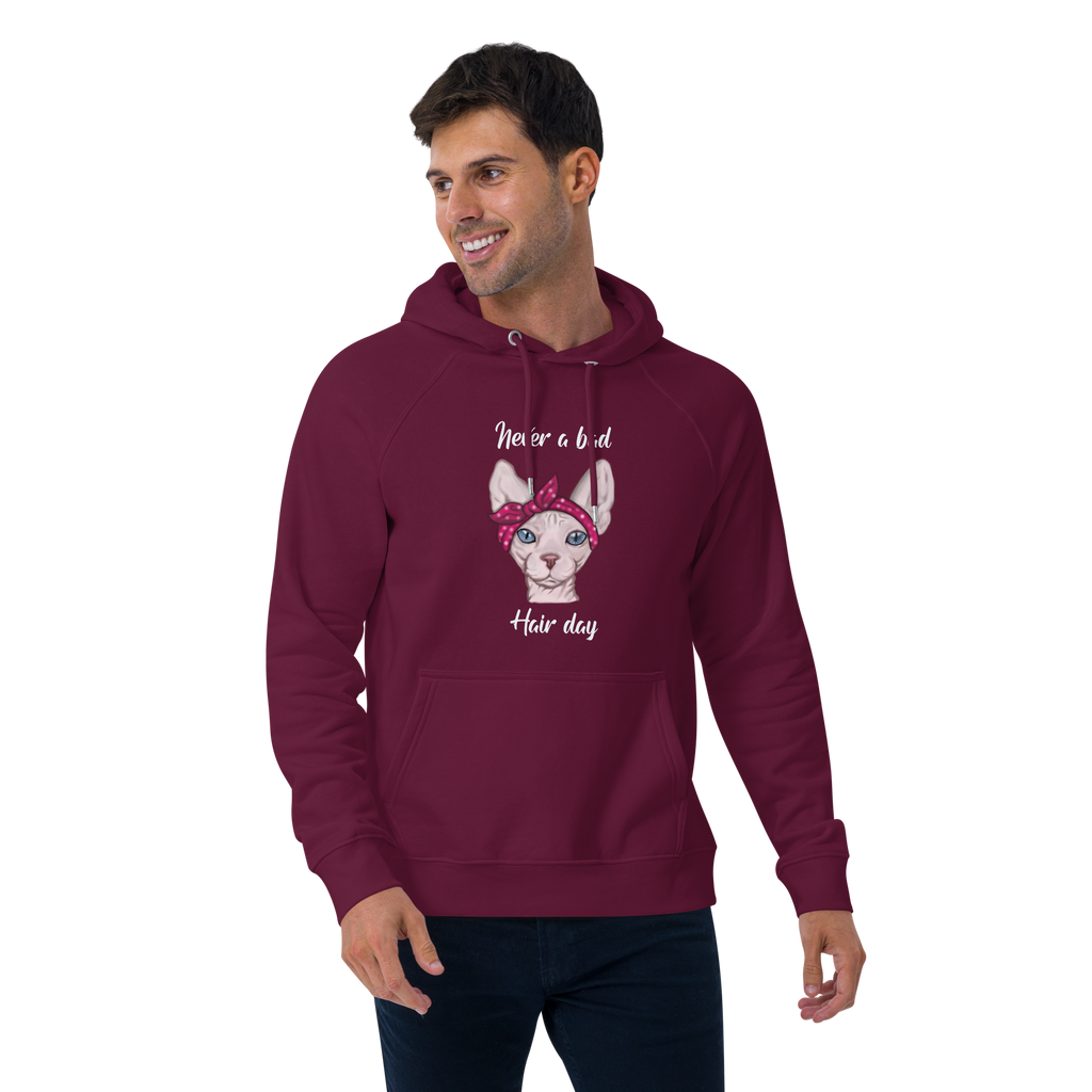"NEVER A BAD HAIR DAY" UNISEX ECO HOODIE