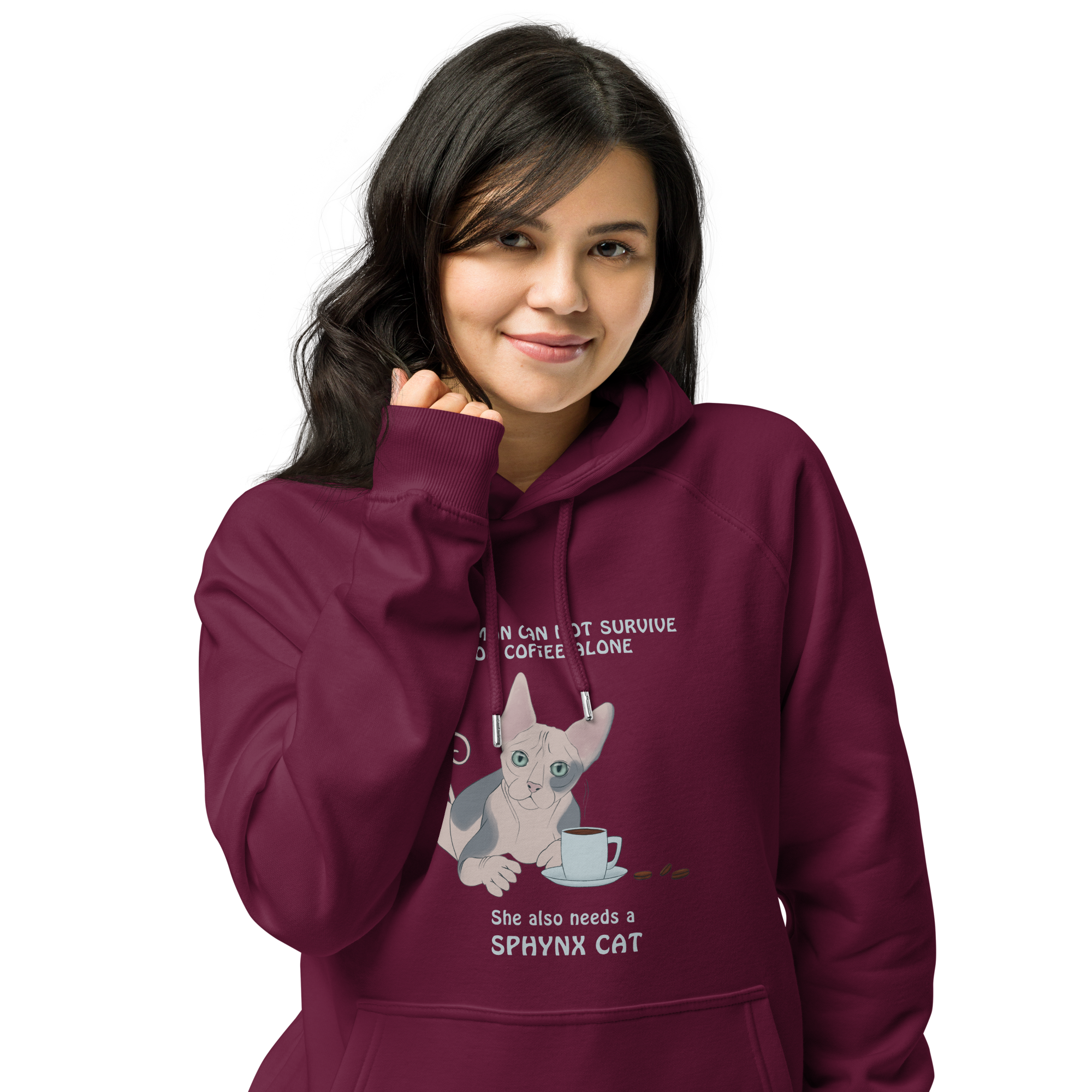 "WOMAN CAN'T SURVIVE ON COFFEE ALONE" ECO HOODIE